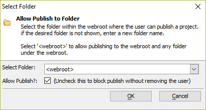 A folder can be configured to allow or deny publishing to the location.